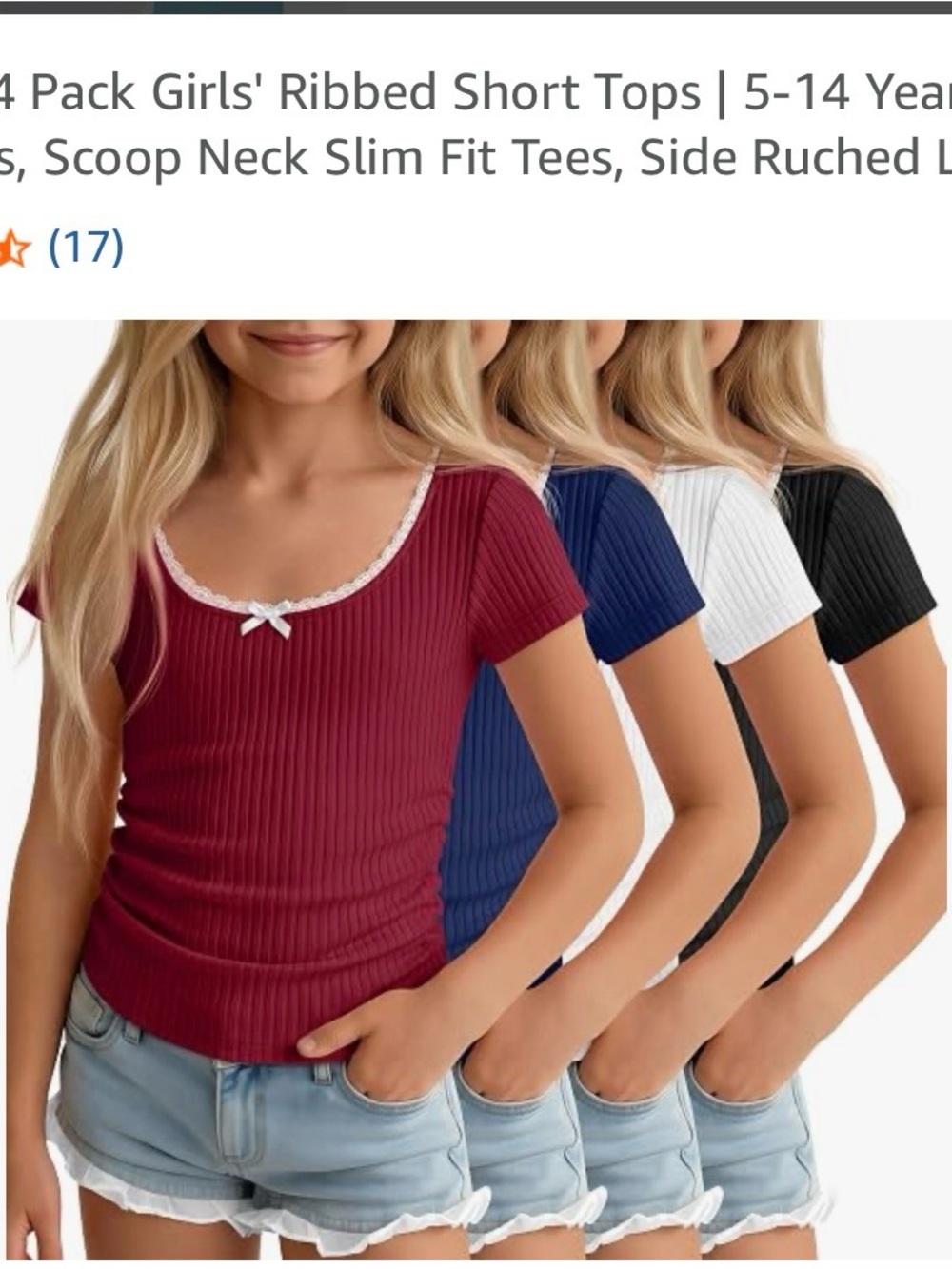 Girls' Ribbed Short Sleeve Scoop Neck Top - Burgundy